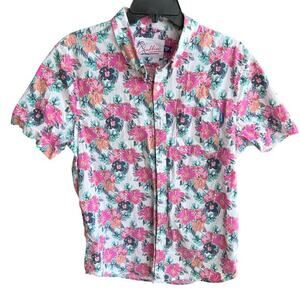 Chubbies "The Wedding Crasher" short sleeve popover shirt pink green floral sz M